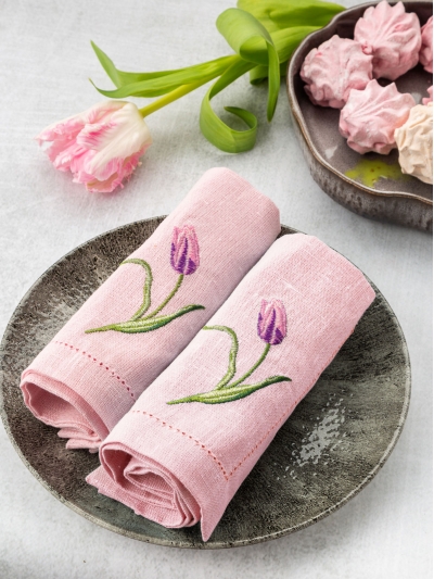 Салфетка декоративная "Тюльпан 2 ". Цвет: розовый, 2 шт. в упак. 