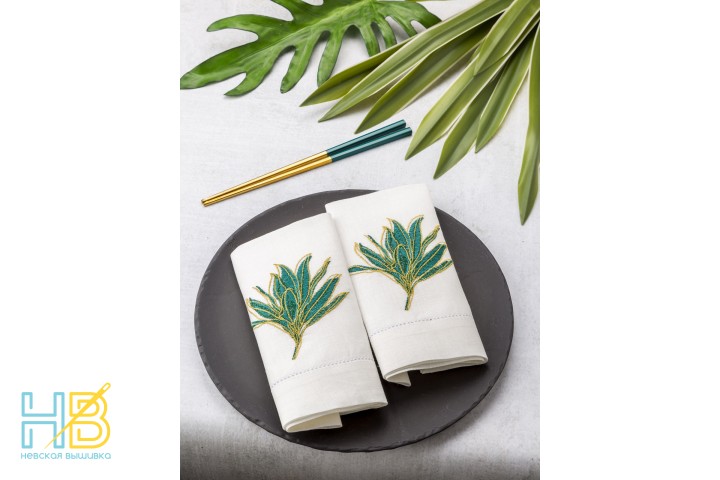 Салфетка декоративная "Пальма". Цвет: белый, 2 шт. в упак. 