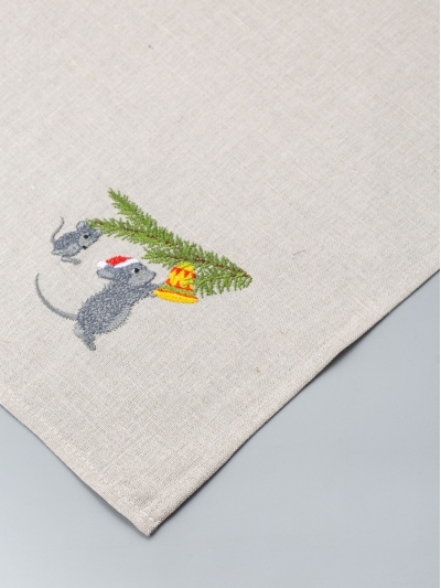 Рушник декоративный "Мышки с ёлкой". Цвет: серый, 1 шт. в упак. 